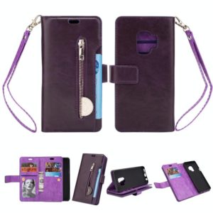 For Samsung Galaxy S9 Multifunctional Zipper Horizontal Flip Leather Case with Holder & Wallet & 9 Card Slots & Lanyard(Purple) (OEM)