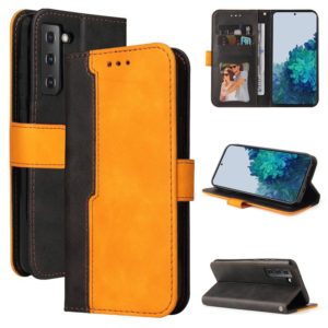 For Samsung Galaxy S21 FE Business Stitching-Color Horizontal Flip PU Leather Case with Holder & Card Slots & Photo Frame(Orange) (OEM)