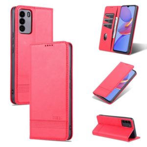 For U-MAGIC 30e AZNS Magnetic Calf Texture Horizontal Flip Leather Case with Card Slots & Holder & Wallet(Red) (AZNS) (OEM)