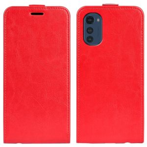 For Motorola Moto E32 4G R64 Texture Single Vertical Flip Leather Phone Case(Red) (OEM)