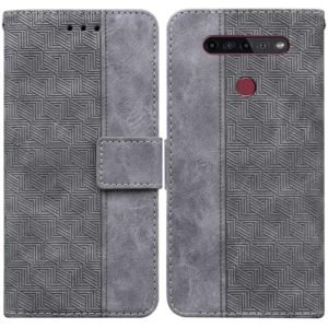 For LG K41S / K51S Geometric Embossed Leather Phone Case(Grey) (OEM)