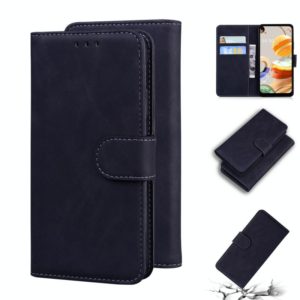 For LG K61 Skin Feel Pure Color Flip Leather Phone Case(Black) (OEM)