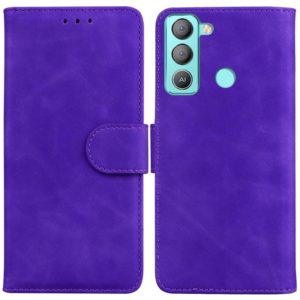 For Tecno Pop 5 LTE BD4 Skin Feel Pure Color Flip Leather Phone Case(Purple) (OEM)