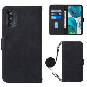 For Motorola Moto G52 Crossbody 3D Embossed Flip Leather Phone Case(Black) (OEM)