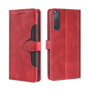 For Sony Xperia 5 II Skin Feel Straw Hat Magnetic Buckle Leather Phone Case(Red) (OEM)
