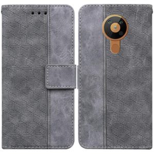 For Nokia 5.3 Geometric Embossed Leather Phone Case(Grey) (OEM)