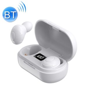 T8 TWS Intelligent Noise Cancelling IPX6 Waterproof Bluetooth Earphone with Magnetic Charging Box & Digital Display, Support Automatic Pairing & HD Call & Voice Assistant(White) (OEM)