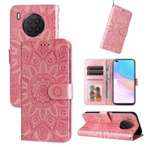 For Honor 50 Lite / Honor X20 Embossed Sunflower Leather Phone Case(Rose Gold) (OEM)