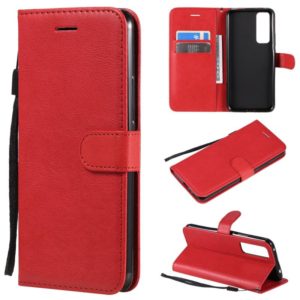 For Huawei nova 7 Solid Color Horizontal Flip Protective Leather Case with Holder & Card Slots & Wallet & Lanyard(Red) (OEM)