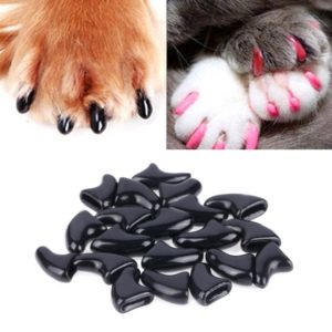 20 PCS Silicone Soft Cat Nail Caps / Cat Paw Claw / Pet Nail Protector/Cat Nail Cover, Size:S(Black) (OEM)