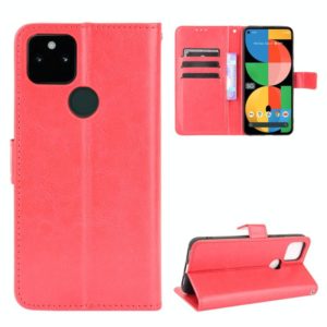 For Google Pixel 5a 5G Crazy Horse Texture Horizontal Flip Leather Case with Holder & Card Slots & Lanyard(Red) (OEM)