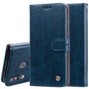 Business Style Oil Wax Texture Horizontal Flip Leather Case for Galaxy M30, with Holder & Card Slots & Wallet (Blue) (OEM)