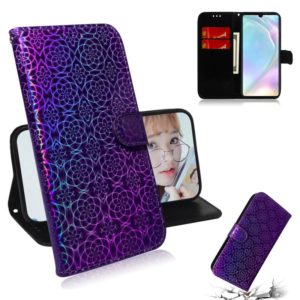 For Huawei P30 Solid Color Colorful Magnetic Buckle Horizontal Flip PU Leather Case with Holder & Card Slots & Wallet & Lanyard(Purple) (OEM)