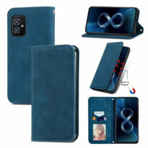 For Asus Zenfone 8 ZS590KS Retro Skin Feel Business Magnetic Horizontal Flip Leather Case with Holder & Card Slots & Wallet & Photo Frame(Blue) (OEM)