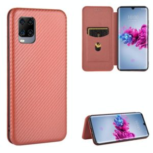 For ZTE Axon 11 5G Carbon Fiber Texture Horizontal Flip TPU + PC + PU Leather Case with Card Slot(Brown) (OEM)