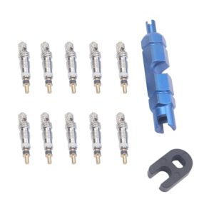 A5588 10 PCS Bicycle French Valve Core with Blue Disassembly Tool (OEM)
