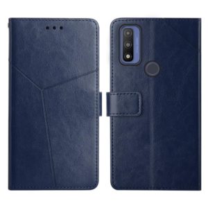 For Motorola Moto G Pure 2021 Y Stitching Horizontal Flip Leather Phone Case(Blue) (OEM)