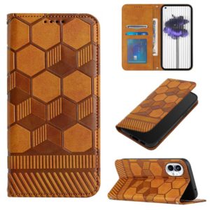 For Nothing Phone 1 Football Texture Magnetic Leather Flip Phone Case(Khaki) (OEM)