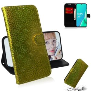 For OPPO A9 2020 / A5 2020 / A11 Solid Color Colorful Magnetic Buckle Horizontal Flip PU Leather Case with Holder & Card Slots & Wallet & Lanyard(Gold) (OEM)