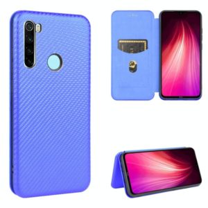 For Xiaomi Redmi Note 8 Carbon Fiber Texture Horizontal Flip TPU + PC + PU Leather Case with Card Slot(Blue) (OEM)