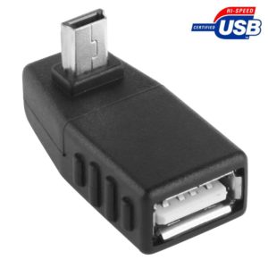 90 Degree Down Angled Mini USB Male to USB 2.0 AF Adapter(Black) (OEM)