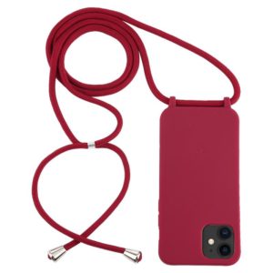 For iPhone 12 mini Candy Colors TPU Protective Case with Lanyard(Red) (OEM)