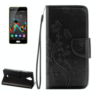 Pressed Flowers Horizontal Flip Leather Case for Wiko U Feel Lite, with Magnetic Buckle & Holder & Card Slots & Wallet(Black) (OEM)