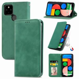 For Google Pixel 5a 5G Retro Skin Feel Business Magnetic Horizontal Flip Leather Case with Holder & Card Slots & Wallet & Photo Frame(Green) (OEM)