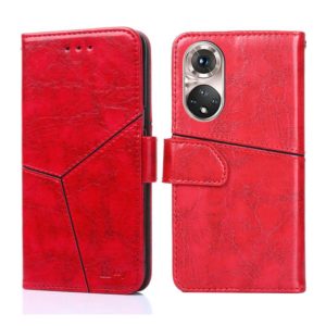 For Honor 50 Pro Geometric Stitching Horizontal Flip Leather Phone Case(Red) (OEM)