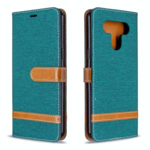 For LG K51 Color Matching Denim Texture Horizontal Flip Leather Case with Holder & Card Slots & Wallet & Lanyard(Green) (OEM)