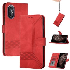 For Huawei nova 8 Cubic Skin Feel Flip Leather Phone Case(Red) (OEM)