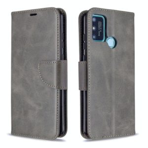 For Huawei Honor 9A Retro Lambskin Texture Pure Color Horizontal Flip PU Leather Case with Holder & Card Slots & Wallet & Lanyard(Grey) (OEM)