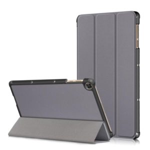 For Huawei Enjoy Tablet 2 10.1 inch / Honor Pad 6 10.1 inch Solid Color Horizontal Flip Leather Case with Three-folding Holder & Sleep / Wake-up Function(Grey) (OEM)