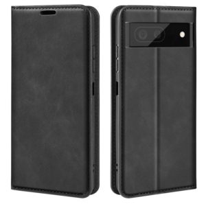 For Google Pixel 7 Retro-skin Magnetic Suction Leather Phone Case(Black) (OEM)