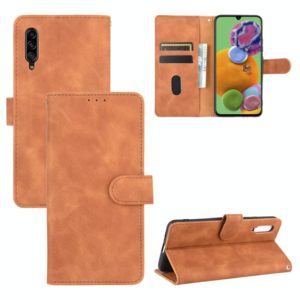 For Samsung Galaxy A90 5G Solid Color Skin Feel Magnetic Buckle Horizontal Flip Calf Texture PU Leather Case with Holder & Card Slots & Wallet(Brown) (OEM)