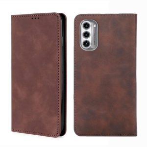 For Motorola MOTO G52j 5G Skin Feel Magnetic Horizontal Flip Leather Phone Case(Dark Brown) (OEM)