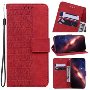 For Sony Xperia Ace III Geometric Embossed Leather Phone Case(Red) (OEM)