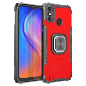 For Tecno Spark 6 Go Fierce Warrior Series Armor All-inclusive Shockproof Aluminum Alloy + TPU Protective Case with Ring Holder(Red) (OEM)