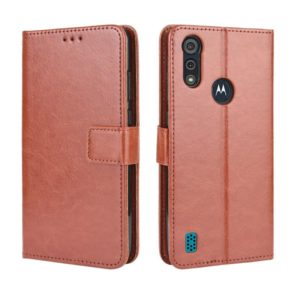 For Motorola Moto E6s (2020) Retro Crazy Horse Texture Horizontal Flip Leather Case with Holder & Card Slots & Lanyard(Brown) (OEM)
