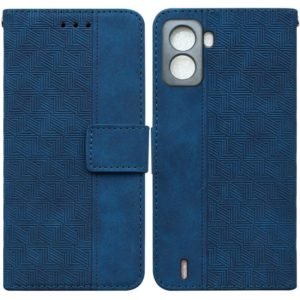 For Tecno Pop 6 No Fingerprints Geometric Embossed Leather Phone Case(Blue) (OEM)