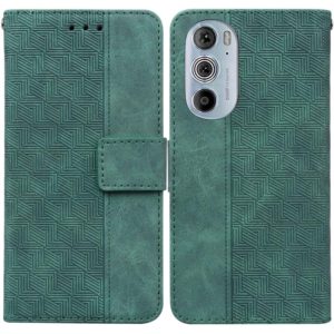 For Motorola Edge+ 2022 / Edge 30 Pro Geometric Embossed Leather Phone Case(Green) (OEM)