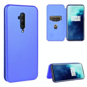 For OnePlus 7T Pro Carbon Fiber Texture Horizontal Flip TPU + PC + PU Leather Case with Card Slot(Blue) (OEM)