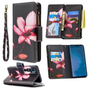 For Xiaomi Mi CC9 Pro / Note 10 Colored Drawing Pattern Zipper Horizontal Flip Leather Case with Holder & Card Slots & Wallet(Lotus) (OEM)