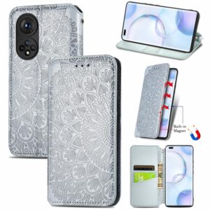 For Honor 50 Pro Blooming Mandala Embossed Pattern Magnetic Horizontal Flip Leather Case with Holder & Card Slots & Wallet(Grey) (OEM)