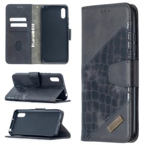 For Xiaomi Redmi 9A Matching Color Crocodile Texture Horizontal Flip PU Leather Case with Wallet & Holder & Card Slots(Black) (OEM)