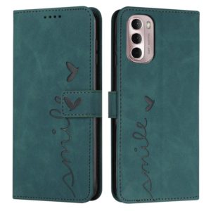 For Motorola Moto G Stylus 5G 2022 Skin Feel Heart Pattern Leather Phone Case(Green) (OEM)