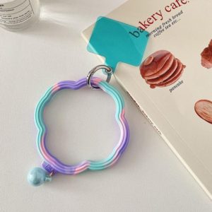 Flower-shaped Wave Phone Case Anti-lost Keychain Silicone Bracelet(Purple Blue Gradient) (OEM)