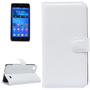 Δερμάτινη θήκη υφής Litchi με Holder & υποδοχές για κάρτες & πορτοφόλι για Huawei Honor 4 Play / Ascend G620s (Λευκό) (OEM)