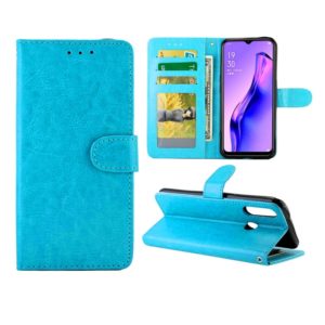 For OPPO A31/A8 Crazy Horse Texture Leather Horizontal Flip Protective Case with Holder & Card Slots & Wallet & Photo Frame(baby Blue) (OEM)