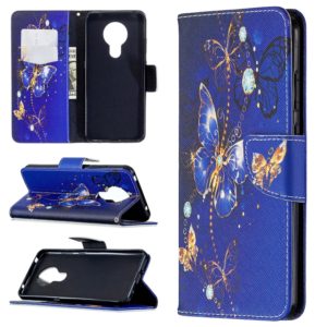 For Nokia 5.3 Colored Drawing Pattern Horizontal Flip Leather Case with Holder & Card Slots & Wallet(Purple Butterfly) (OEM)